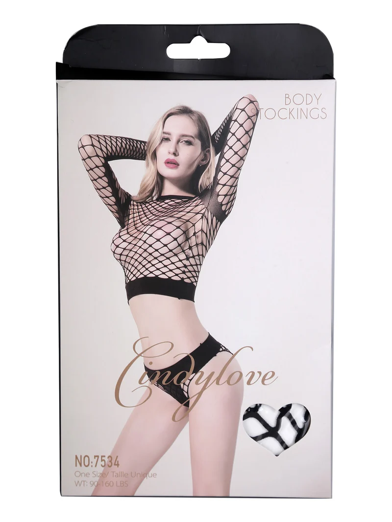 Completo sexy 2 pezzi a rete - nero