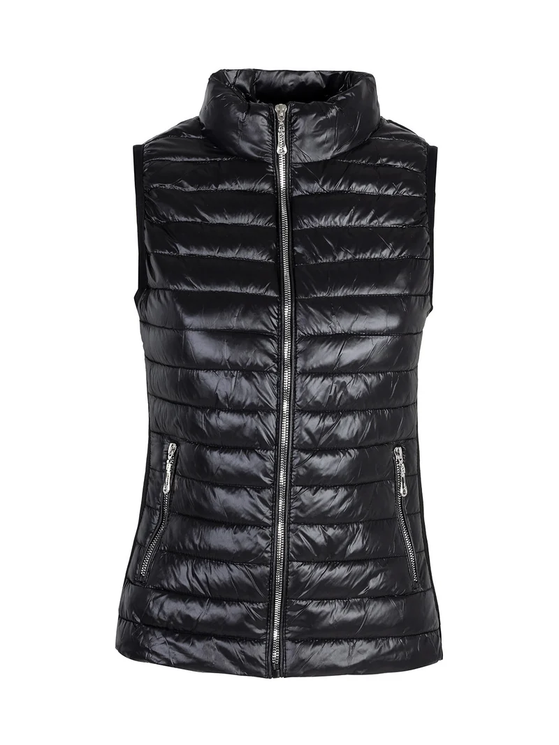Gilet donna imbottito con chiusura zip - nero