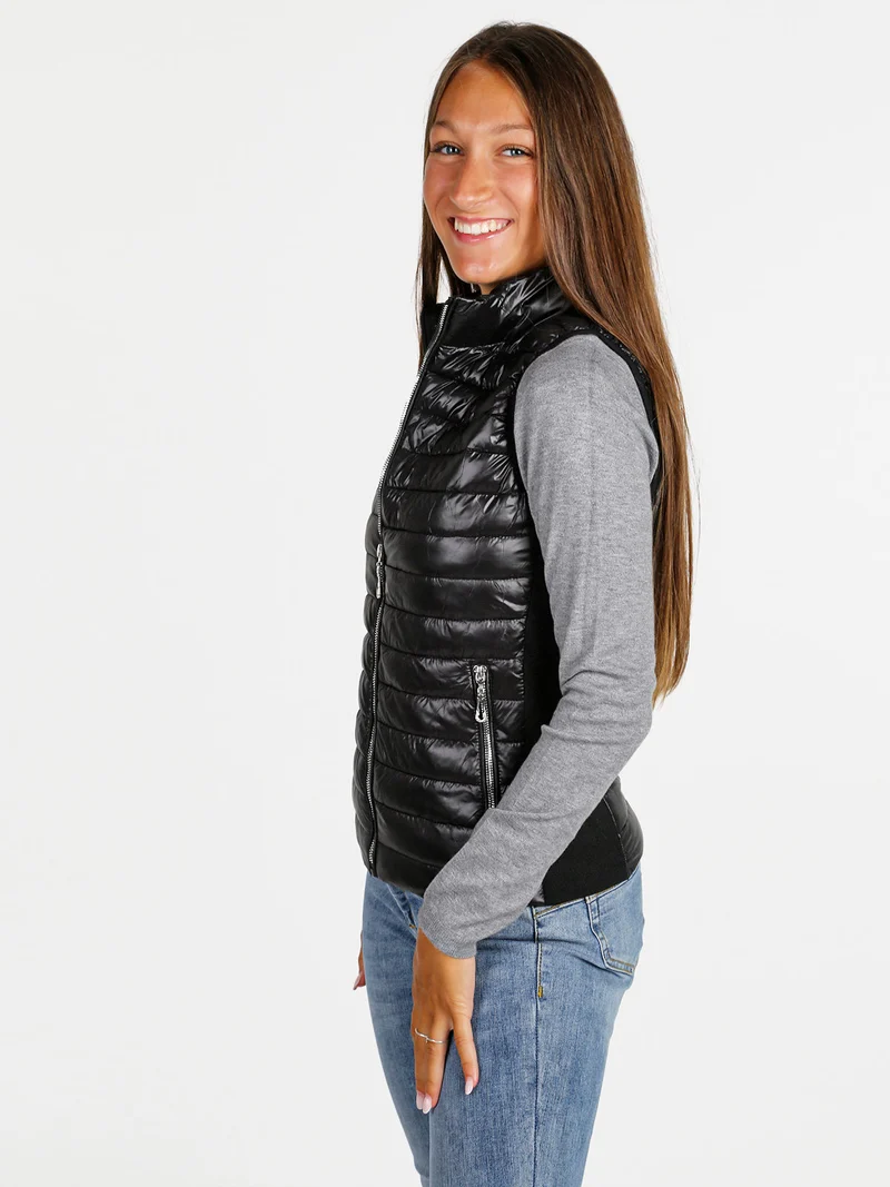 Gilet donna imbottito con chiusura zip - nero