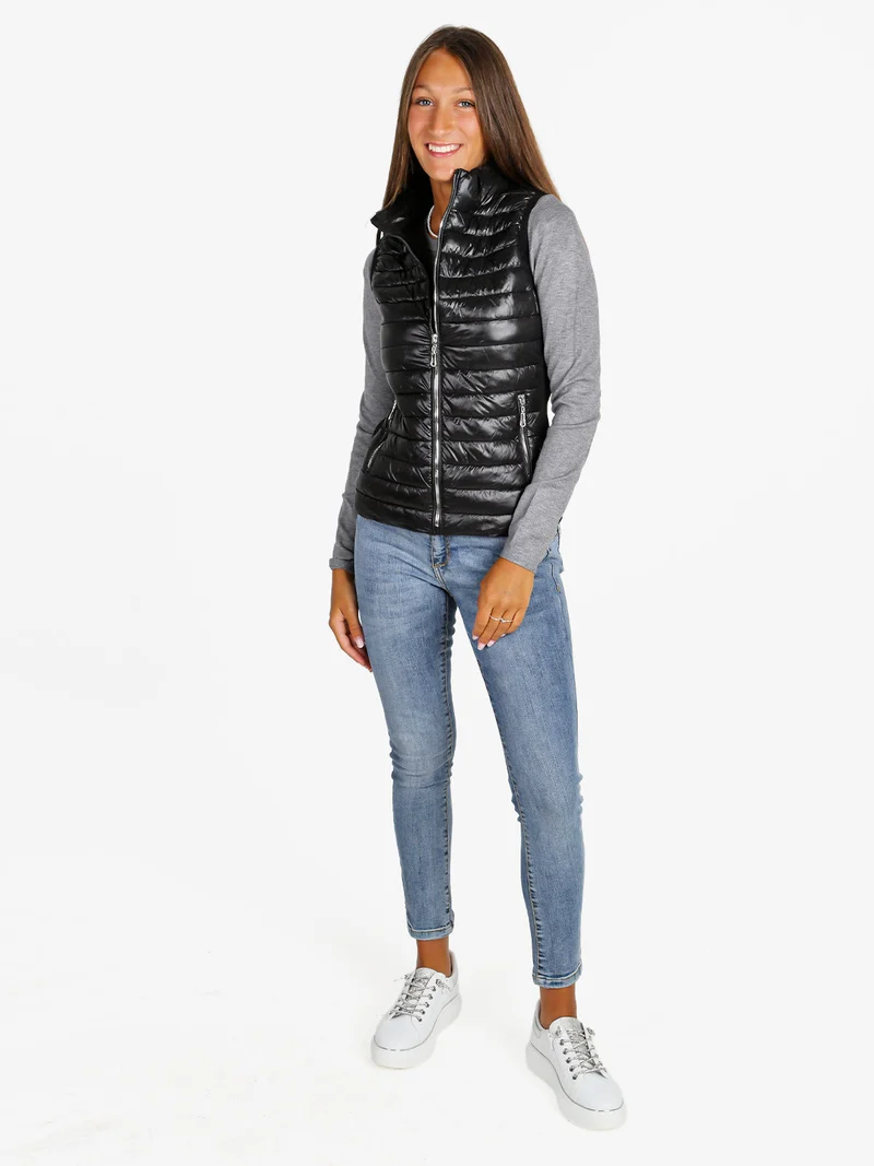 Gilet donna imbottito con chiusura zip - nero