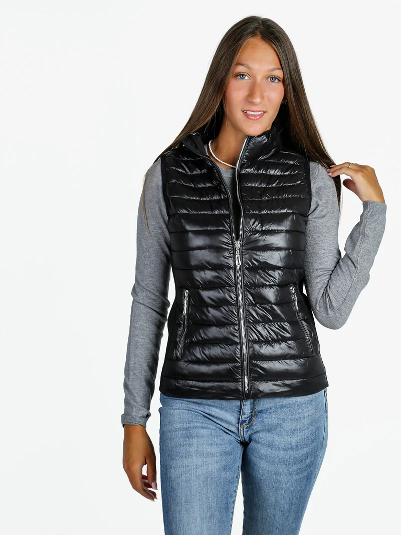 Gilet donna imbottito con chiusura zip - nero