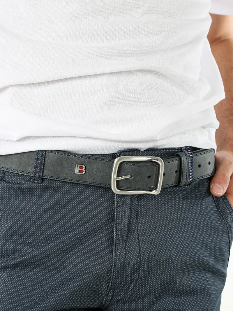 Cintura da uomo con fodera in pelle - blu scuro
