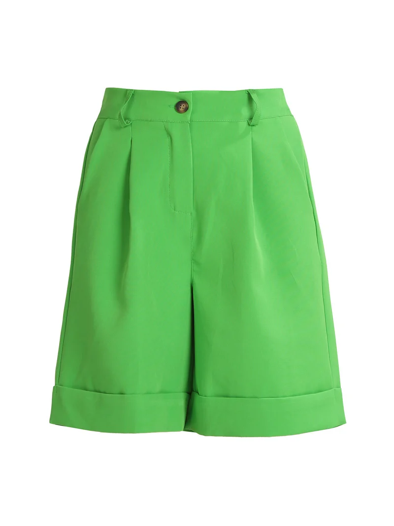 Shorts donna a vita alta con risvolto - mela