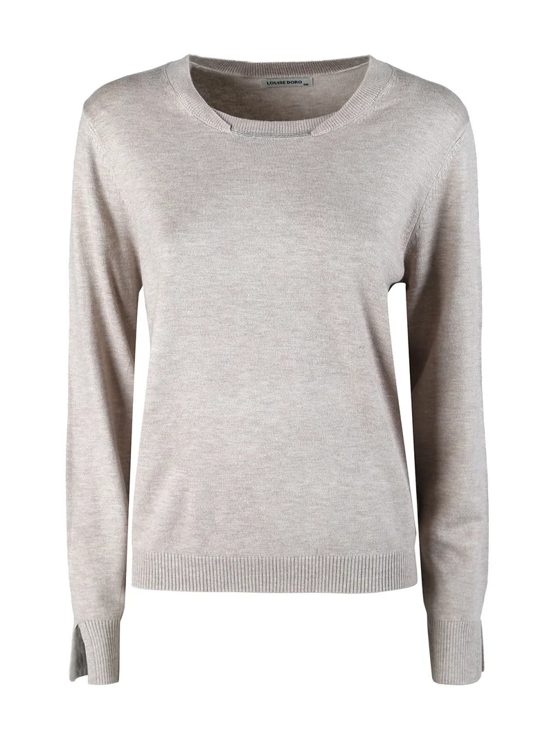 Maglia donna con girocollo decorato - sabbia