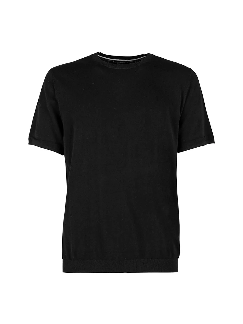 T-shirt girocollo da uomo in maglia - blu scuro