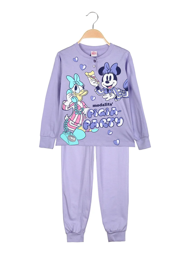 Minnie pigiama lungo da bambina in cotone - lilla