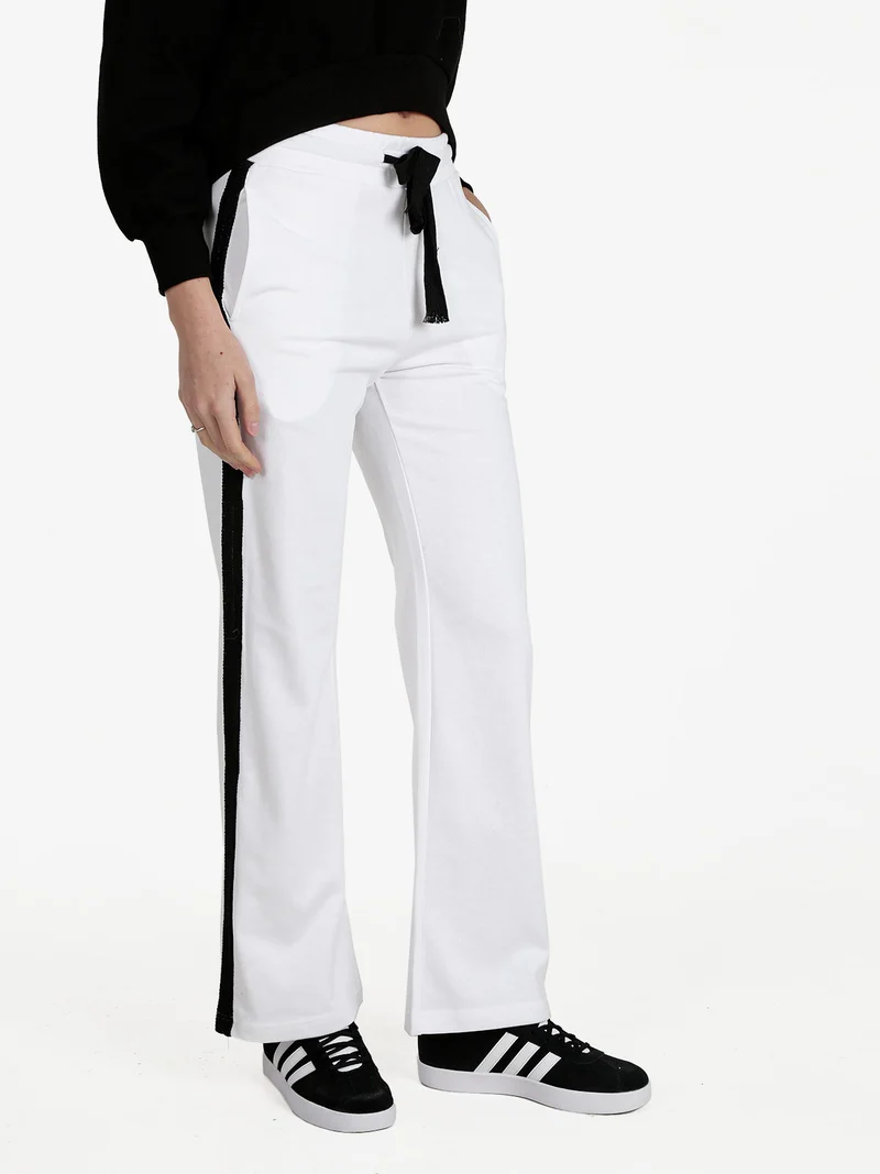 Pantaloni donna in felpa con coulisse - bianco