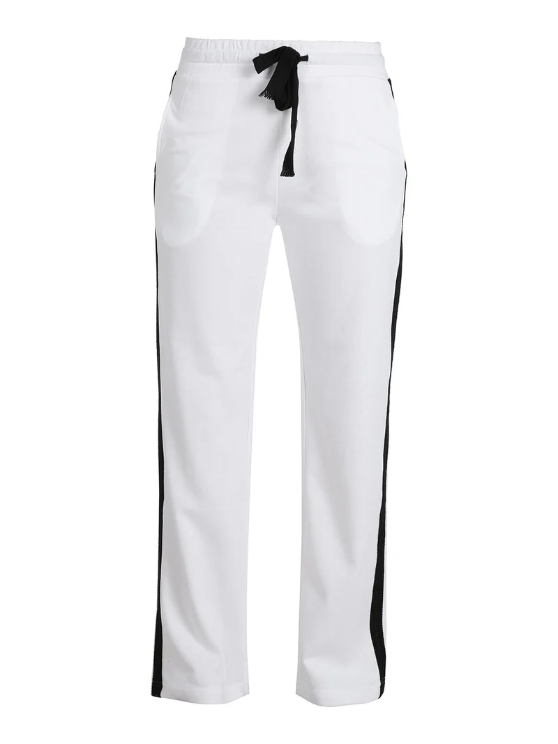 Pantaloni donna in felpa con coulisse - bianco