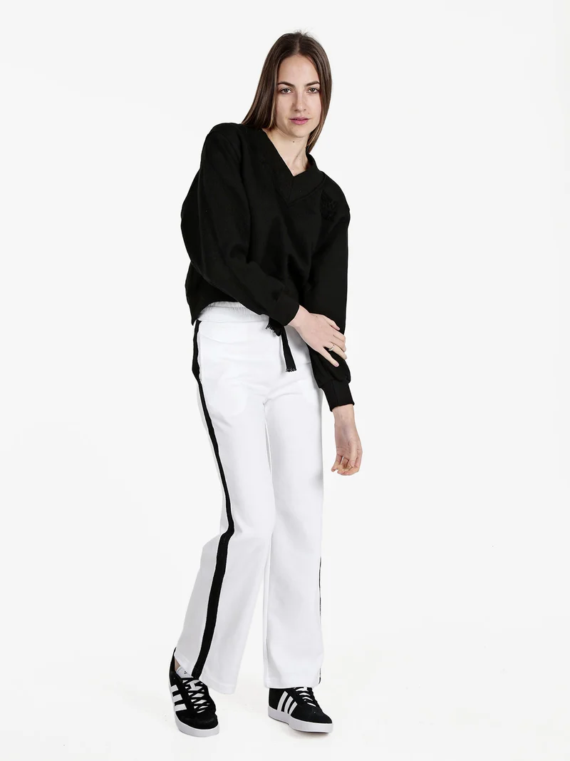 Pantaloni donna in felpa con coulisse - bianco