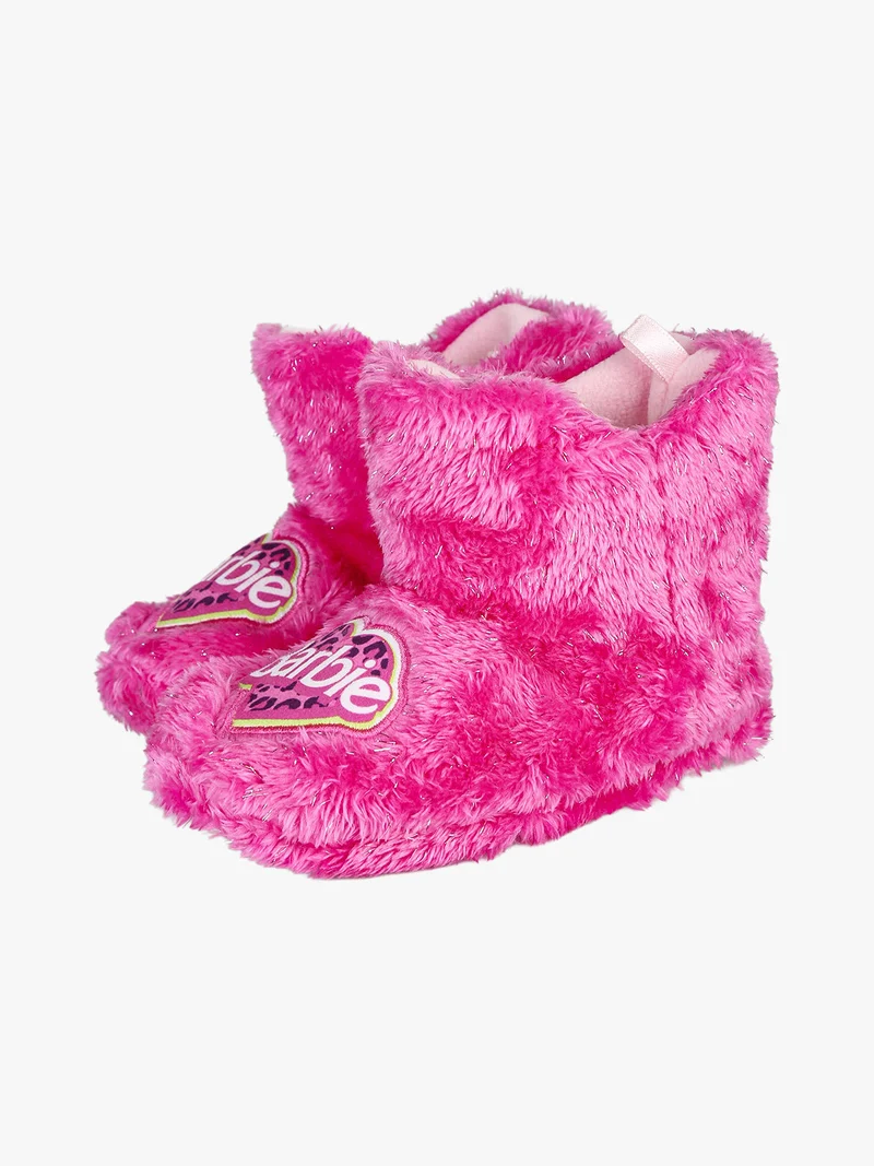 Pantofole a stivaletto da bambina con pelo - rosa