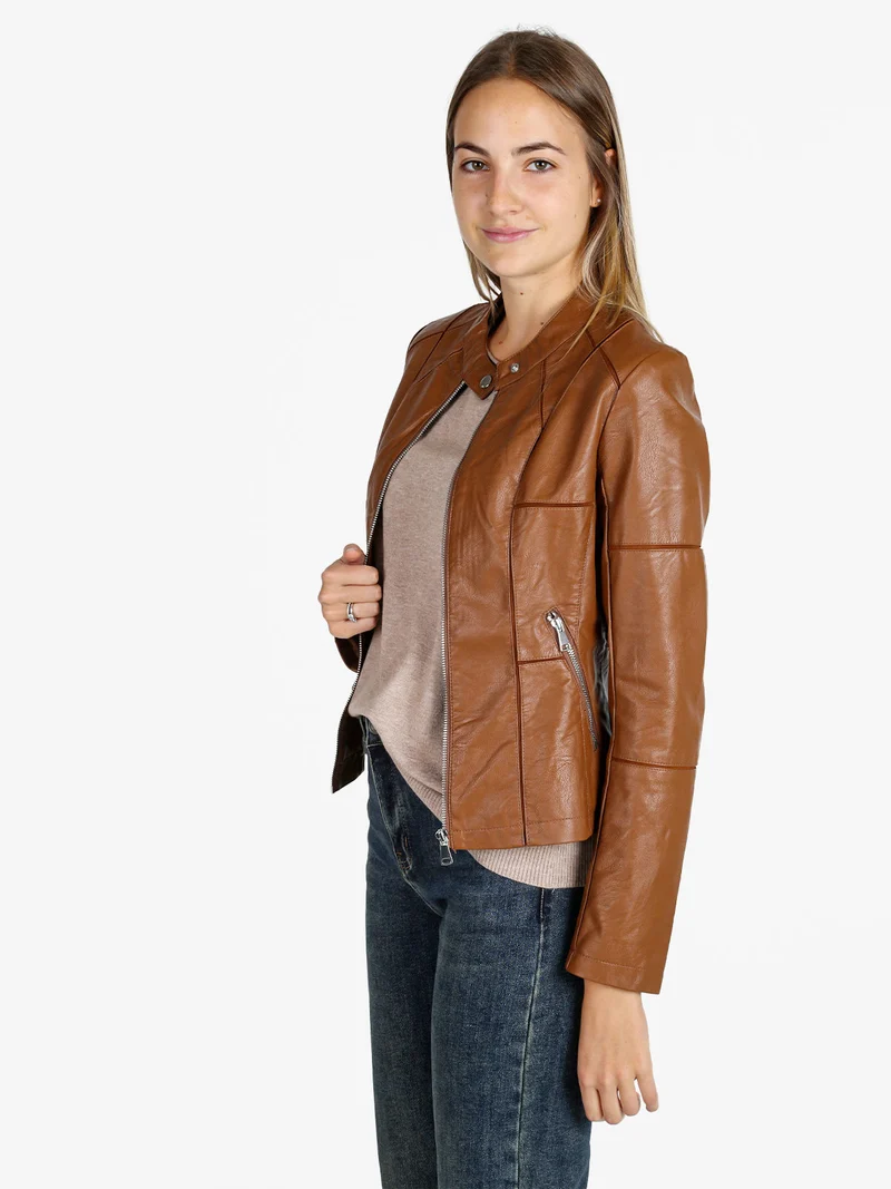 Giacca in ecopelle da donna - cuoio