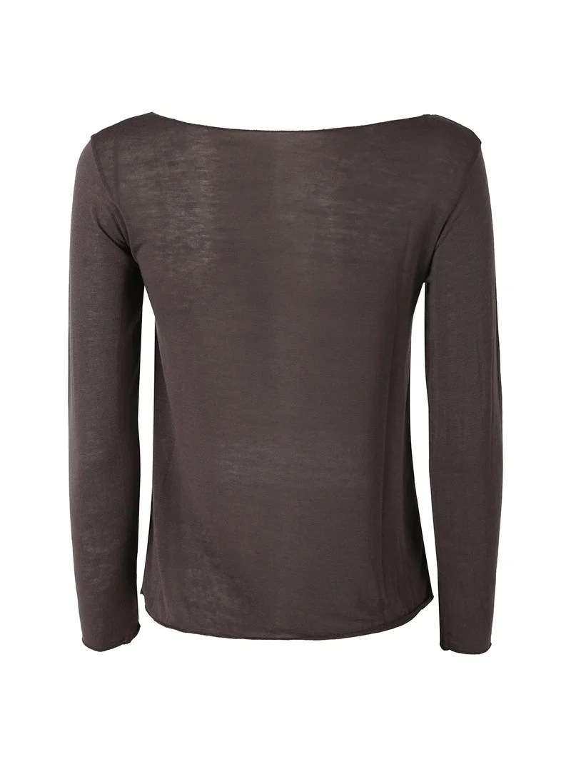 Maglia donna in misto cashmere a maniche lunghe - moro