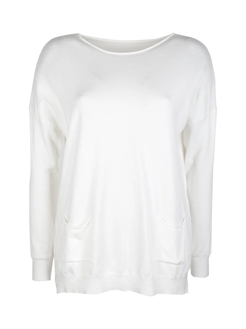 Maglia donna con taschini - bianco