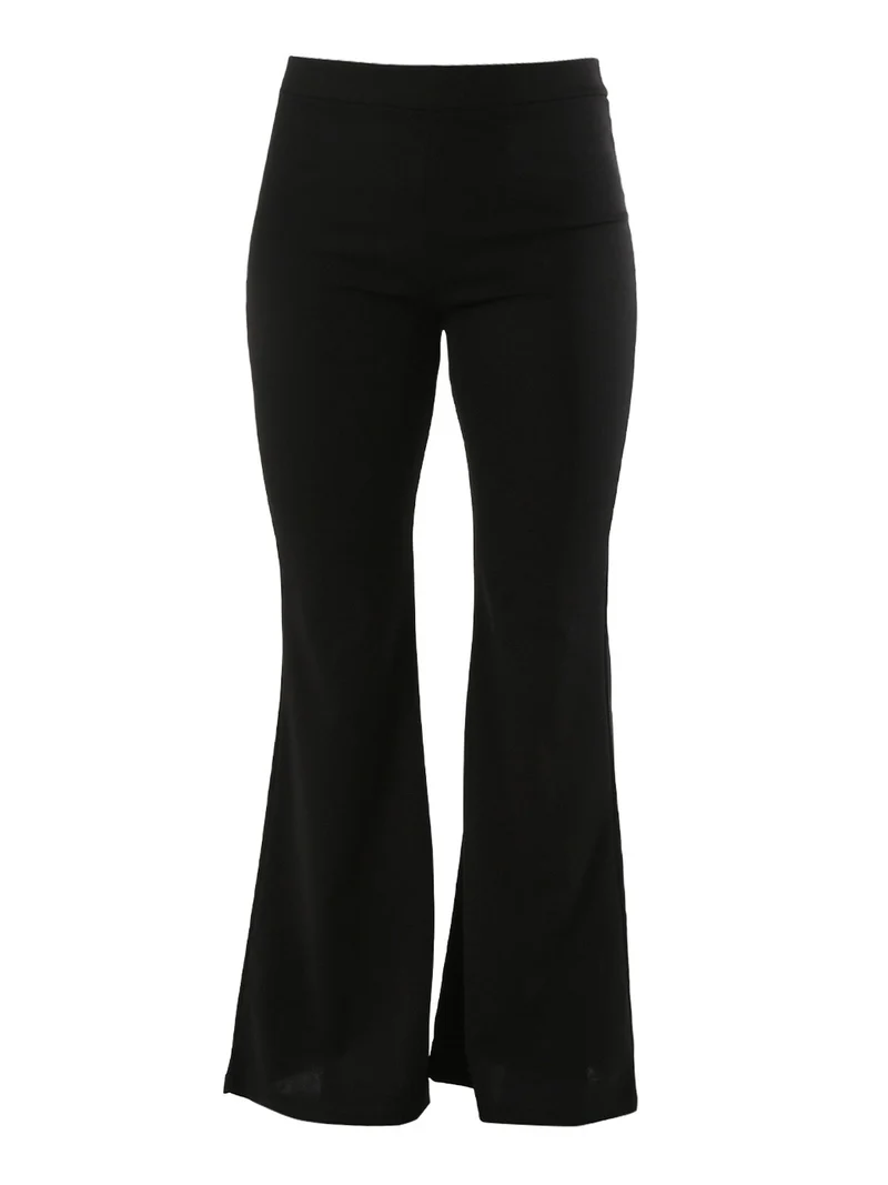 Pantaloni eleganti da donna con finale a zampa - nero