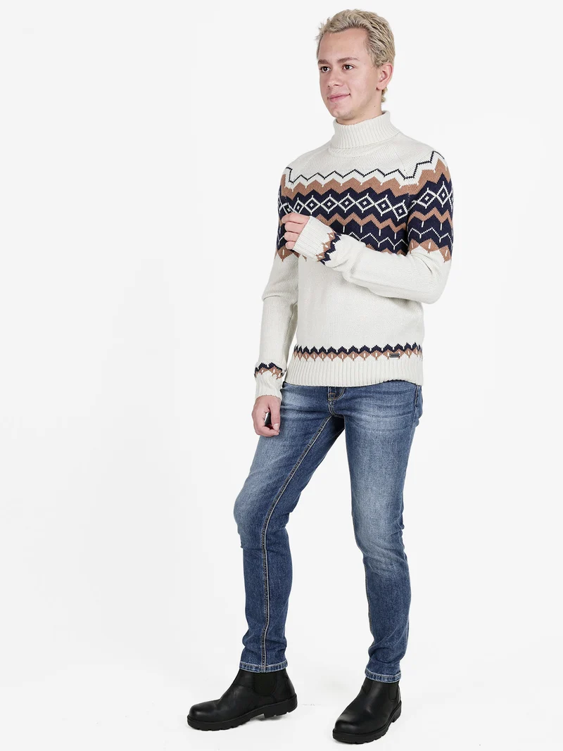 Maglione dolcevita da uomo in misto lana - beige