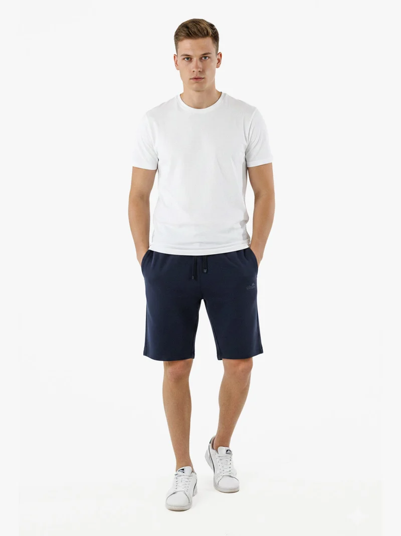 Bermuda da uomo in felpa con coulisse - blu scuro