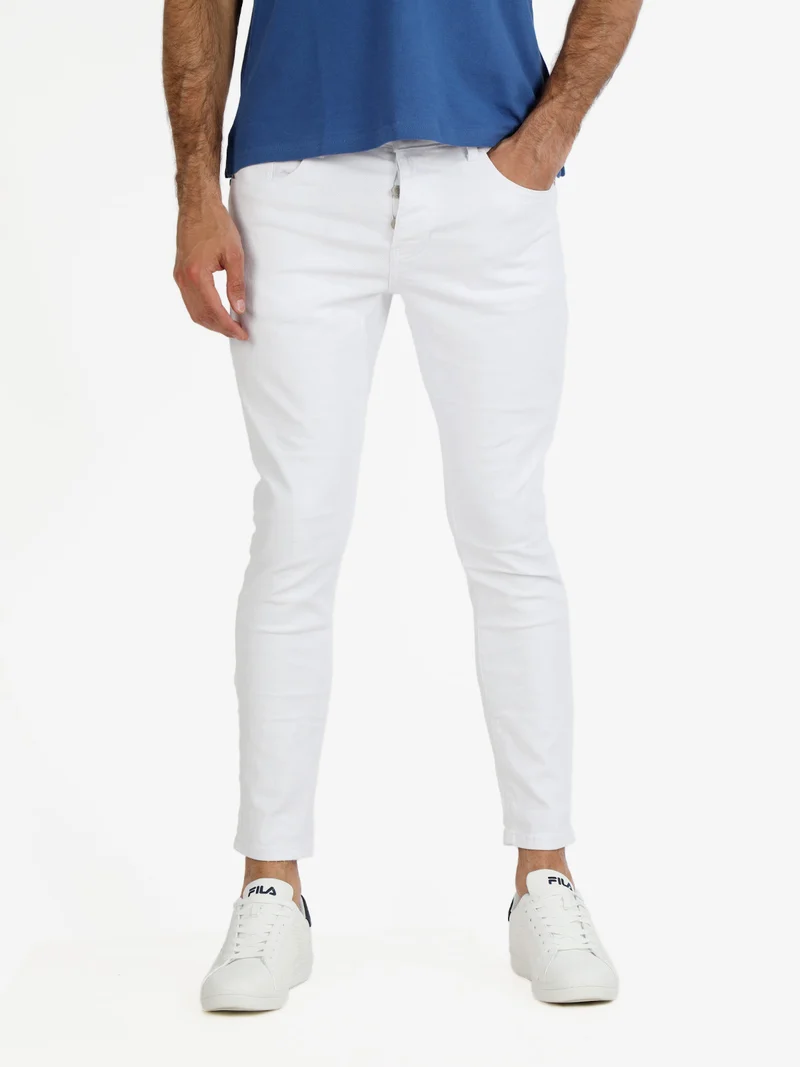 Pantaloni da uomo con catena - bianco