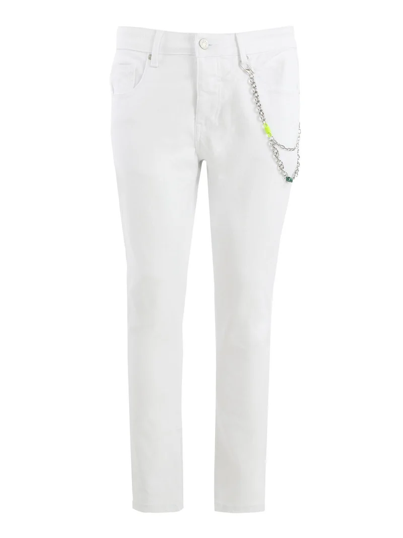 Pantaloni da uomo con catena - bianco