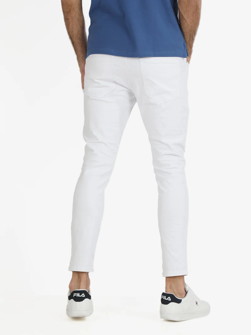 Pantaloni da uomo con catena - bianco