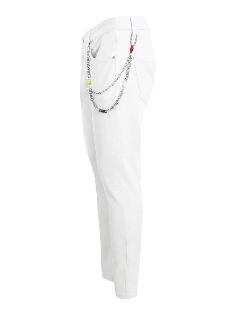 Pantaloni da uomo con catena - bianco