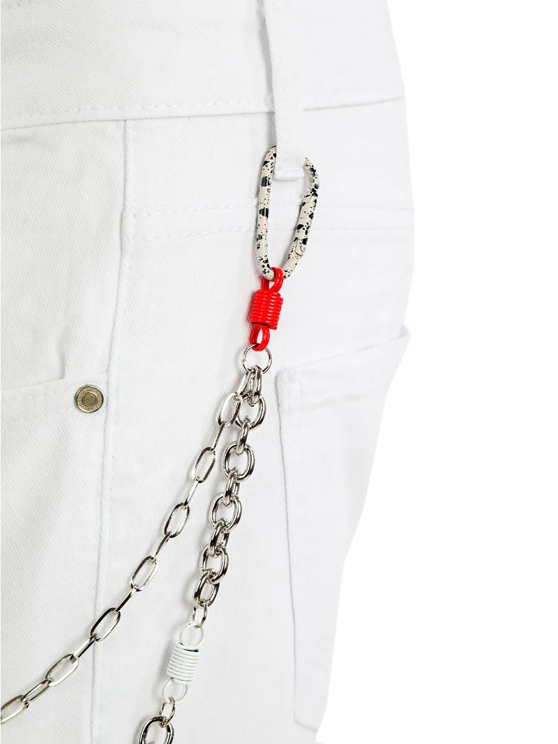 Pantaloni da uomo con catena - bianco