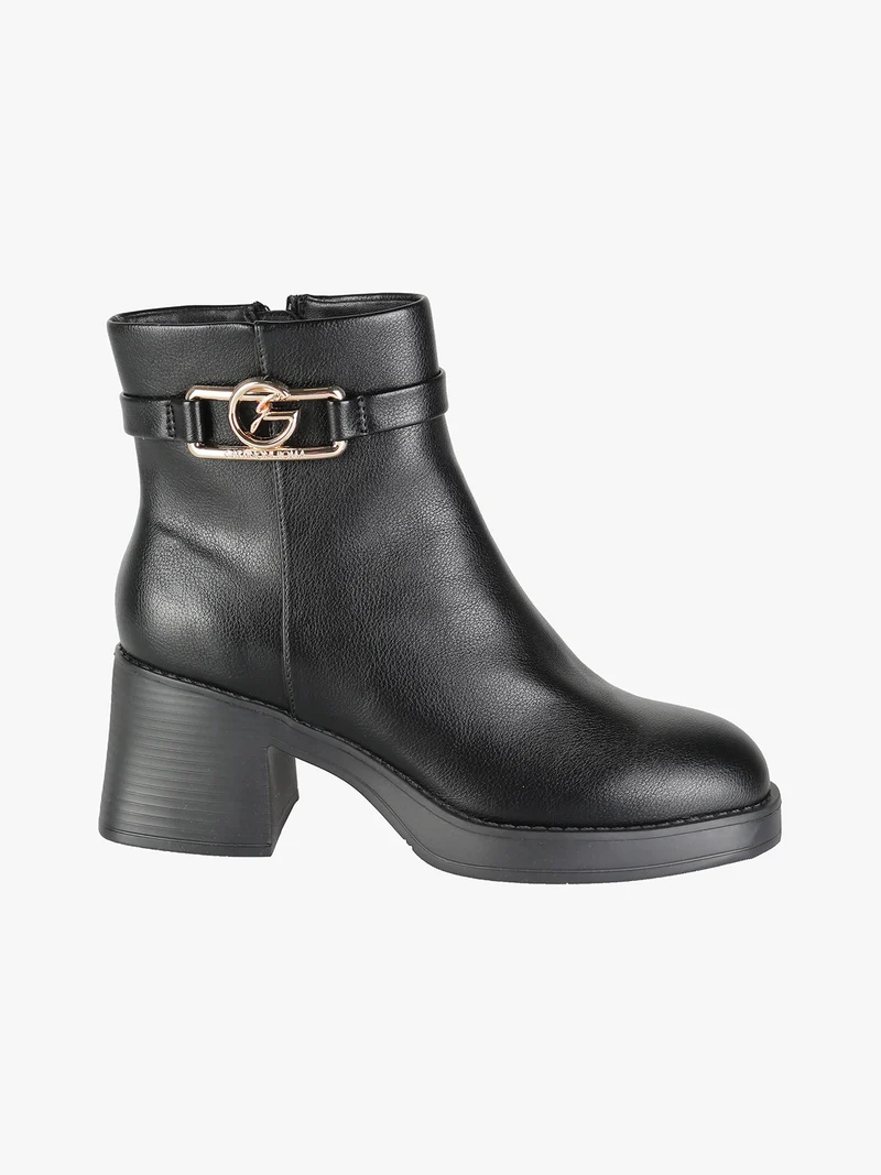 Stivaletti donna con tacco largo e zip - nero