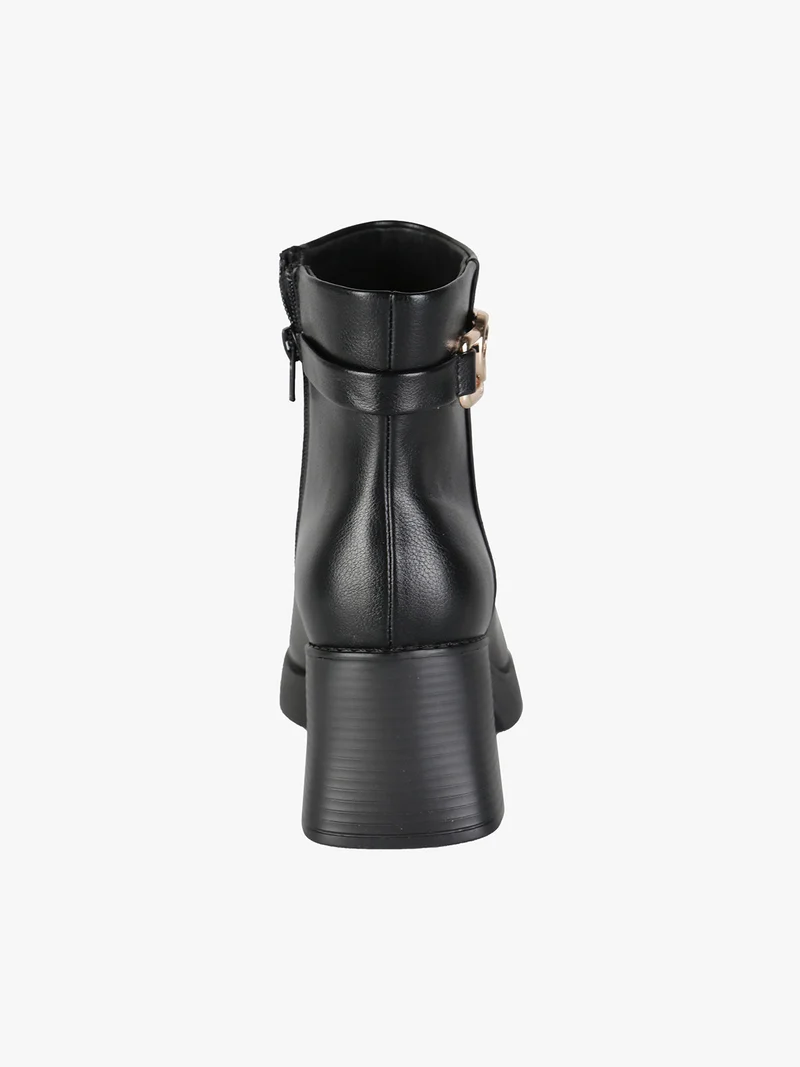 Stivaletti donna con tacco largo e zip - nero