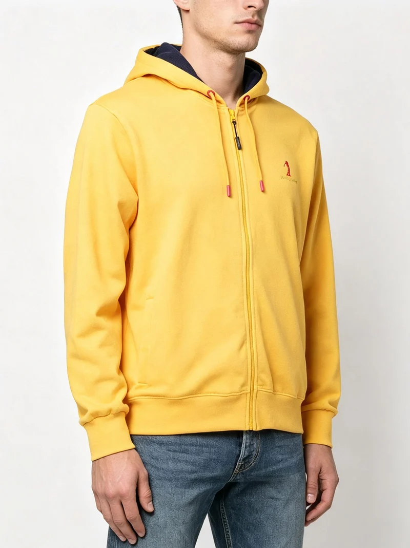 Felpa da uomo con cappuccio e zip - giallo