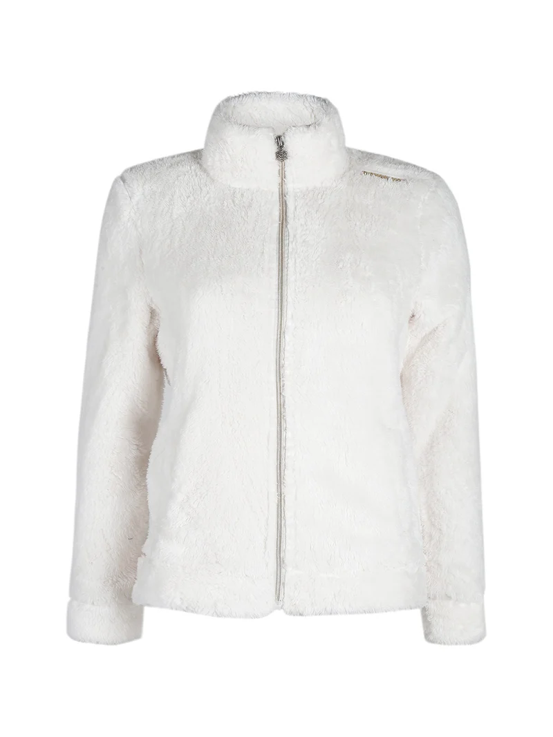 Giacca donna in ecopelliccia con zip - bianco