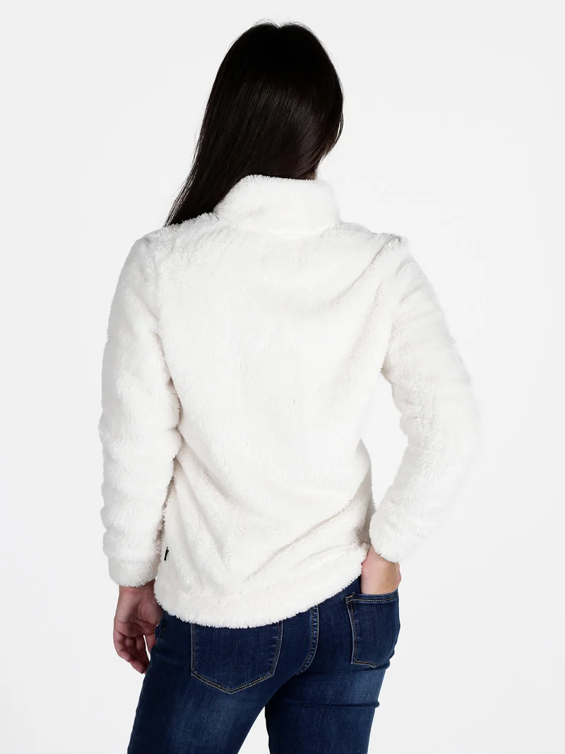 Giacca donna in ecopelliccia con zip - bianco