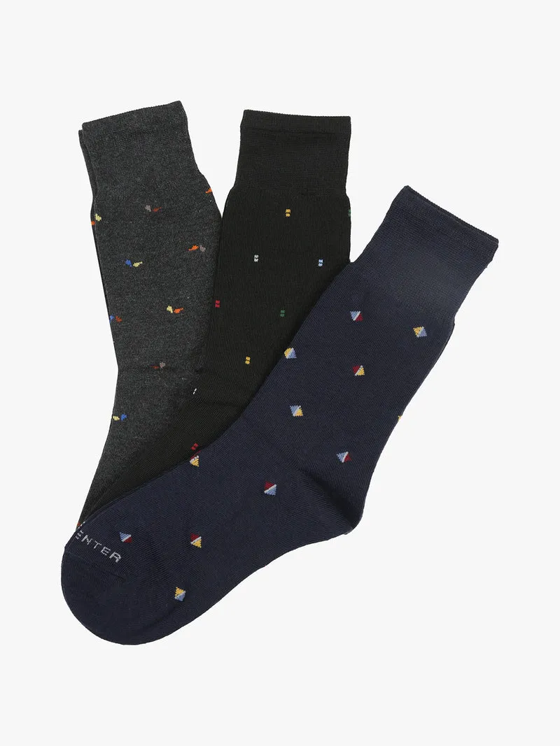 Confezione da 3 paia di calze corte da uomo con stampe - nero