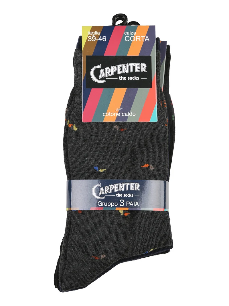 Confezione da 3 paia di calze corte da uomo con stampe - nero