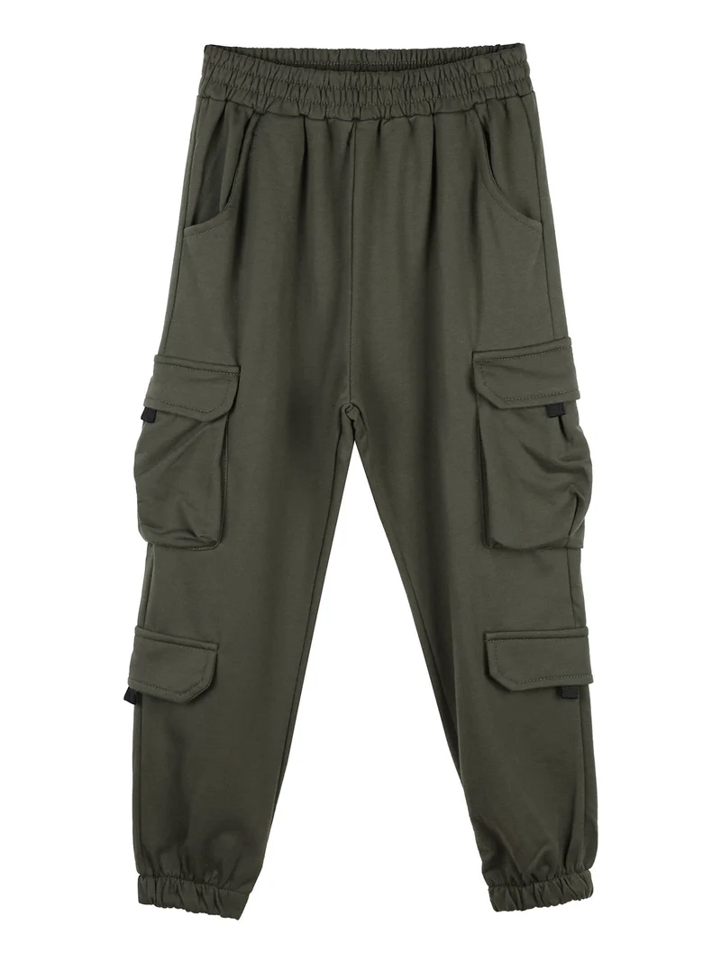 Pantaloni da ragazzo con tasconi laterali e polsini - militare