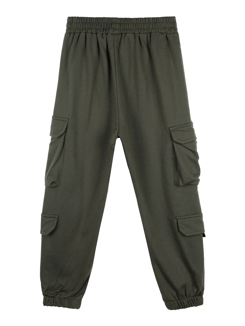 Pantaloni da ragazzo con tasconi laterali e polsini - militare