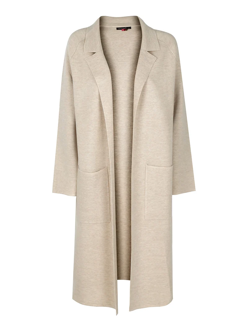 Cappotto in maglia lungo da donna - beige