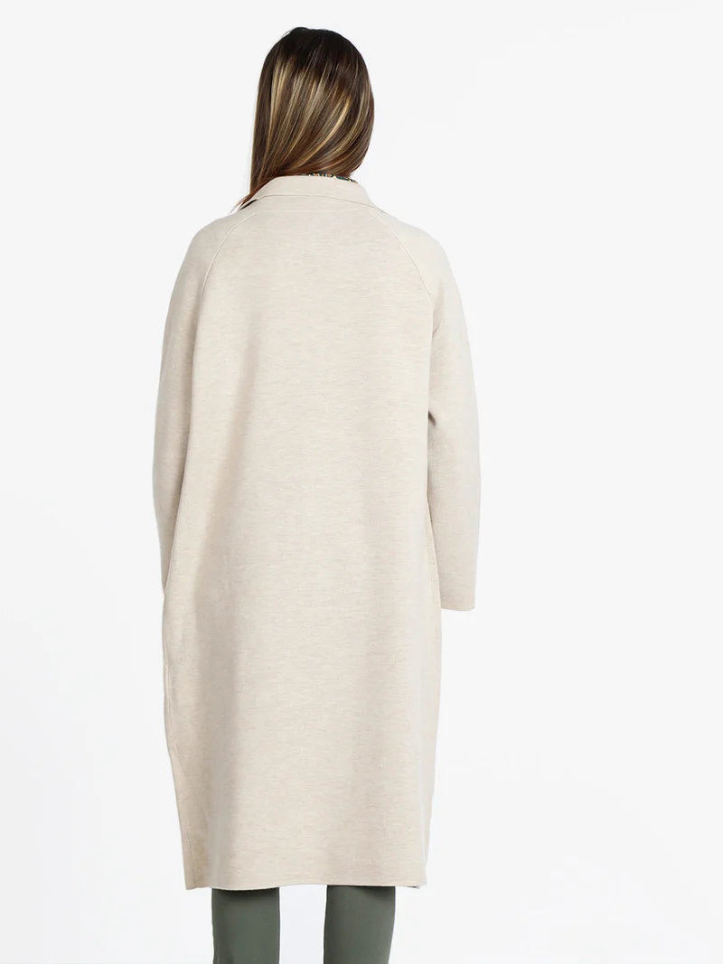 Cappotto in maglia lungo da donna - beige