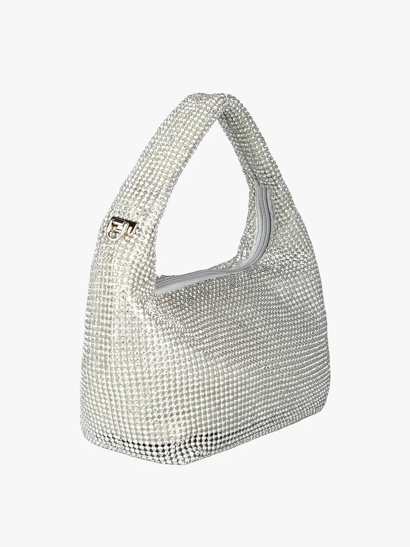 Borsa a mano con strass - argento