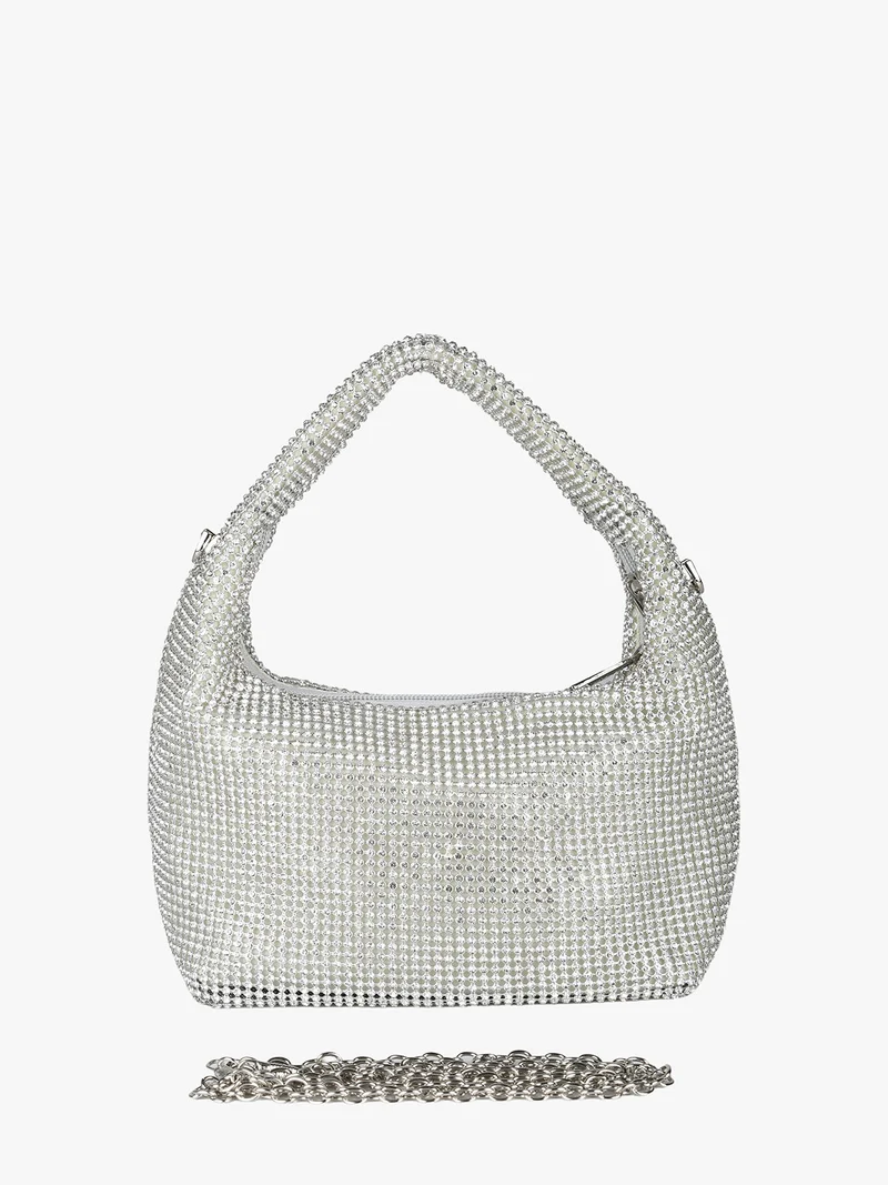Borsa a mano con strass - argento