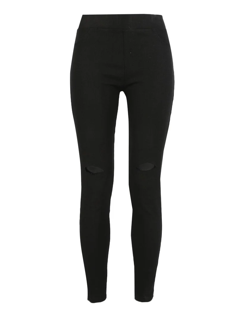 Leggings donna con strappi - nero