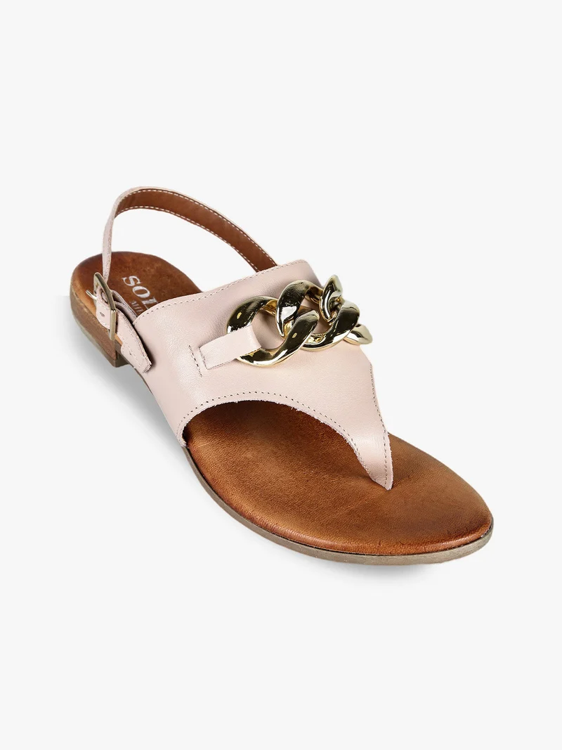 Sandali in pelle infradito da donna - rosa