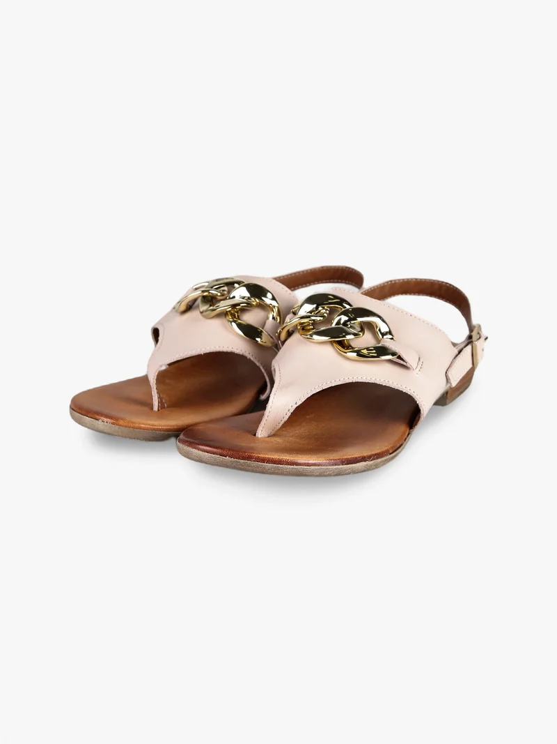 Sandali in pelle infradito da donna - rosa
