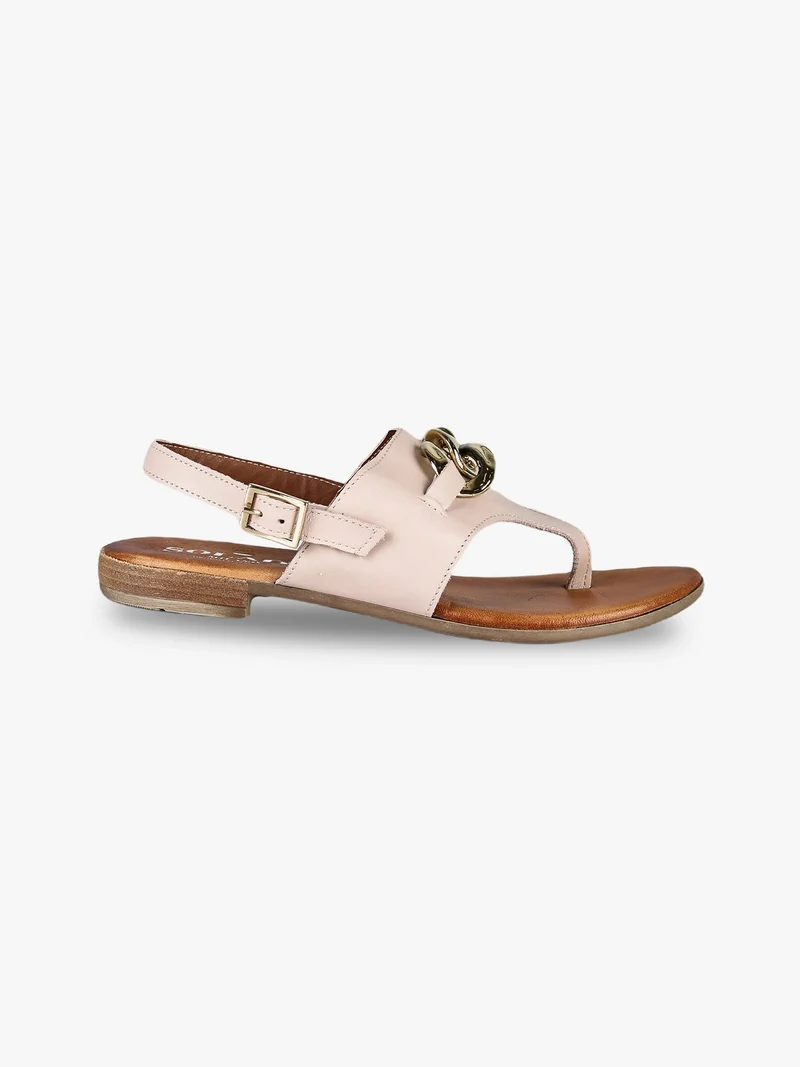 Sandali in pelle infradito da donna - rosa