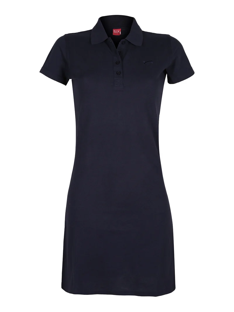 Vestito donna in cotone a maniche corte - blu scuro