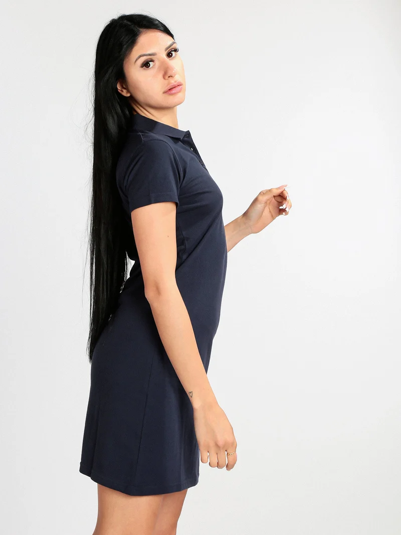 Vestito donna in cotone a maniche corte - blu scuro