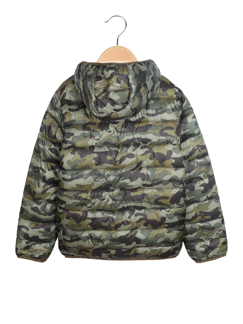 Piumino da bambino con cappuccio - verde scuro