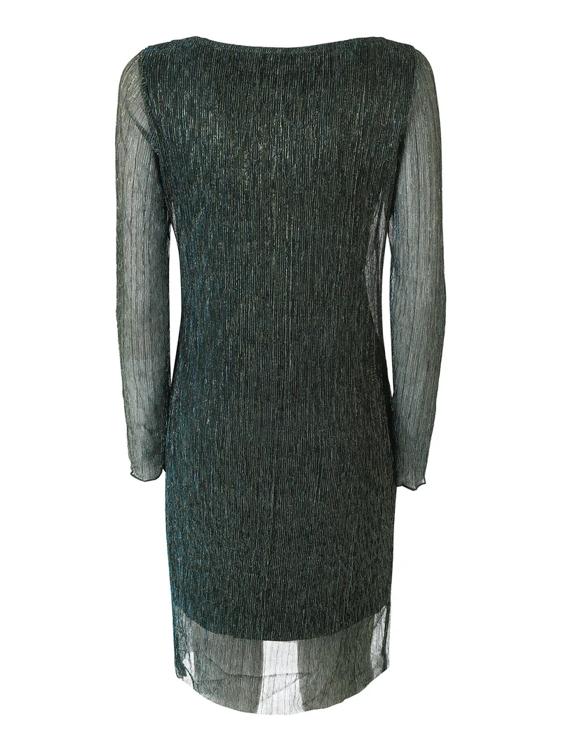Abito donna in lurex con maniche lunghe velate - ottanio