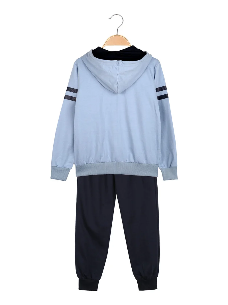 Completo tuta 3 pezzi da bambino con cappuccio e zip - blu