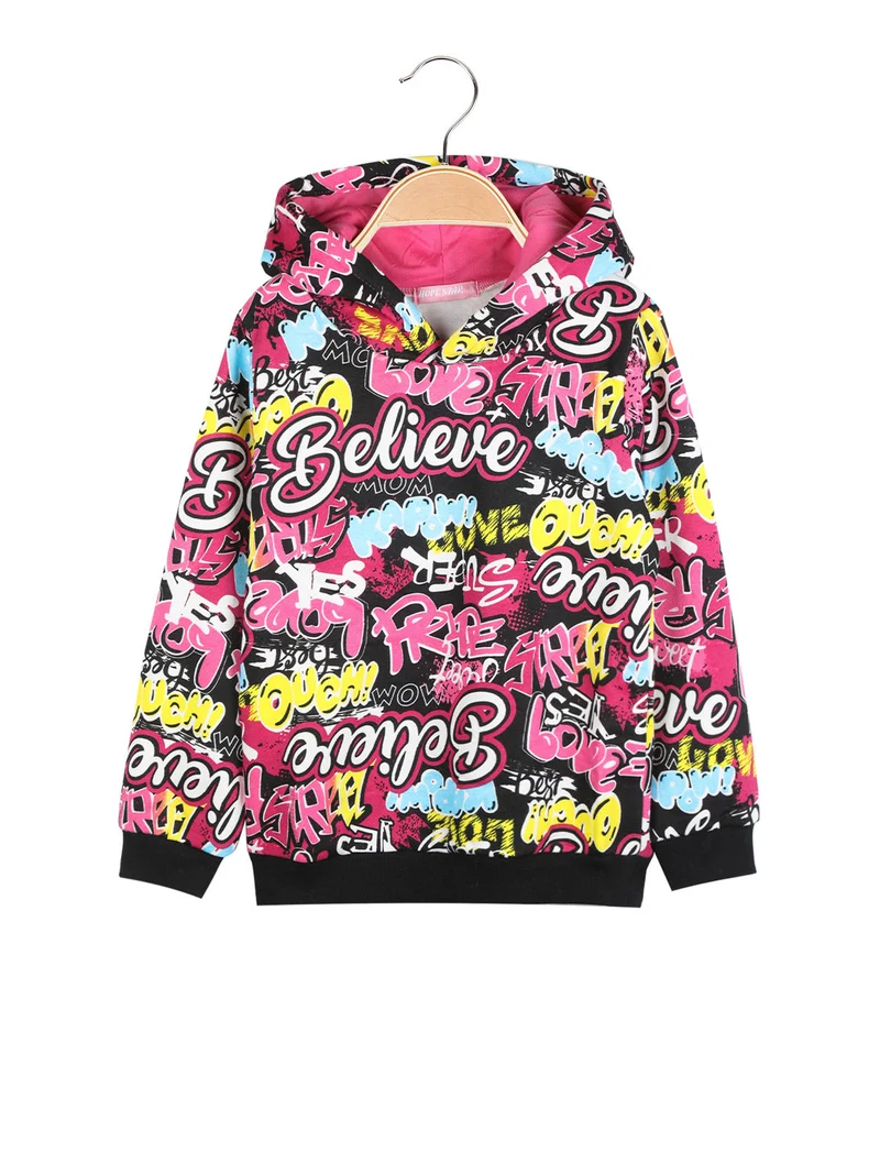 Felpa da bambina con stampa scritte - fucsia