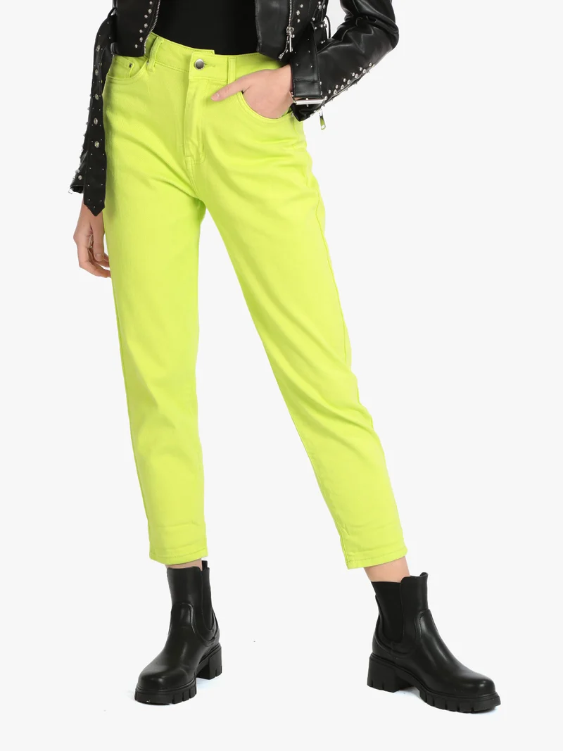 Jeans donna modello Mom fit - limone