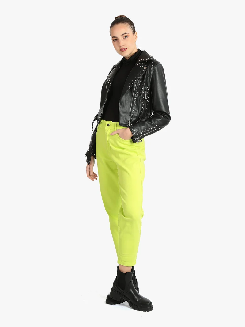 Jeans donna modello Mom fit - limone